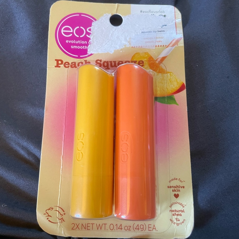 NWT Eos Secret Menu Peach Squeeze Chapstick **Damaged Packaging**